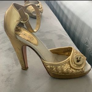 Coach gold high heeled sandal